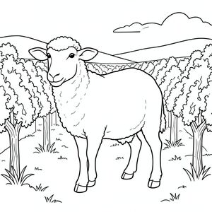 solo, chủ đề đơn, một đầu, hai mắt, hai tai, bốn chân, một đuôi, tỷ lệ tự nhiên, quy mô thích hợp trong môi trường, đúng giải phẫu, Cừu, vườn nho, hàng, dây leo, ấm áp, buổi chiều, ánh sáng mặt trời, đơn giản, dọn dẹp, lý lịch, phong cảnh, tô màu, nghệ thuật đường, nền trắng, solo, chủ đề đơn, đúng giải phẫu, giải phẫu hoàn hảo