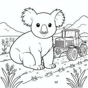 solo, chủ đề đơn, một đầu, hai mắt, hai tai, bốn chân, một đuôi, tỷ lệ tự nhiên, quy mô thích hợp trong môi trường, đúng giải phẫu, Koala, máy kéo, cánh đồng cày, trồng mùa xuân, đơn giản, sạch sẽ, lý lịch, cánh đồng, phong cảnh, thảm thực vật, đơn giản, trang tô màu, nghệ thuật đường, nền trắng, solo, chủ đề đơn, đúng về mặt giải phẫu, giải phẫu hoàn hảo