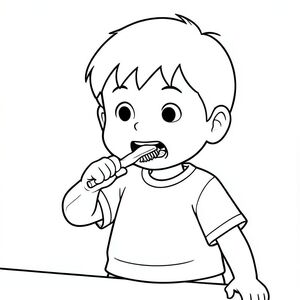 a kid brushing teeth