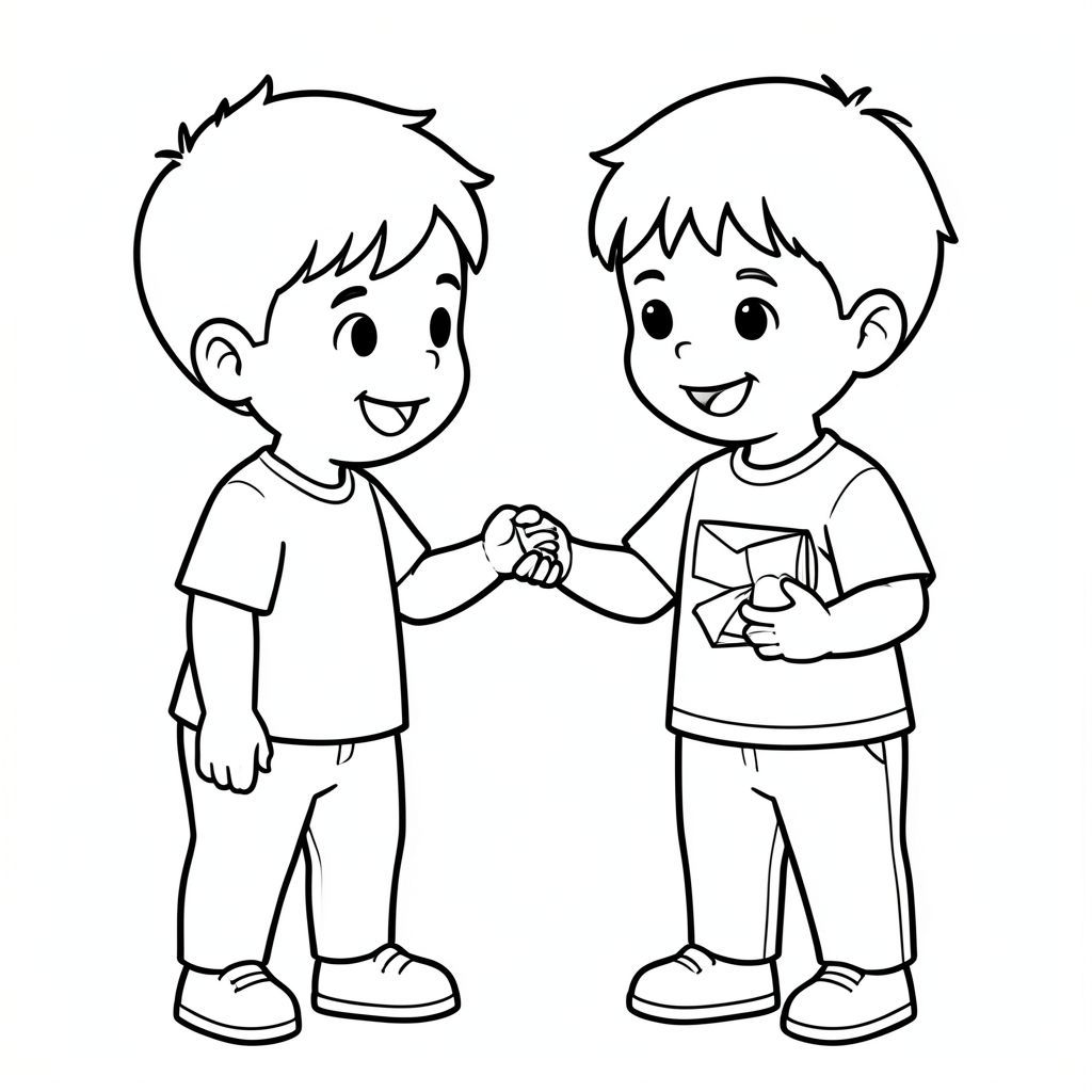 a kid respecting his teacher 
