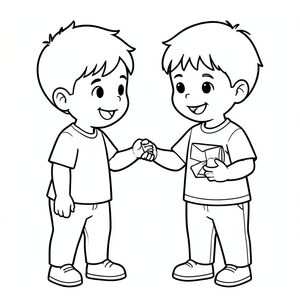 a kid respecting his teacher 
