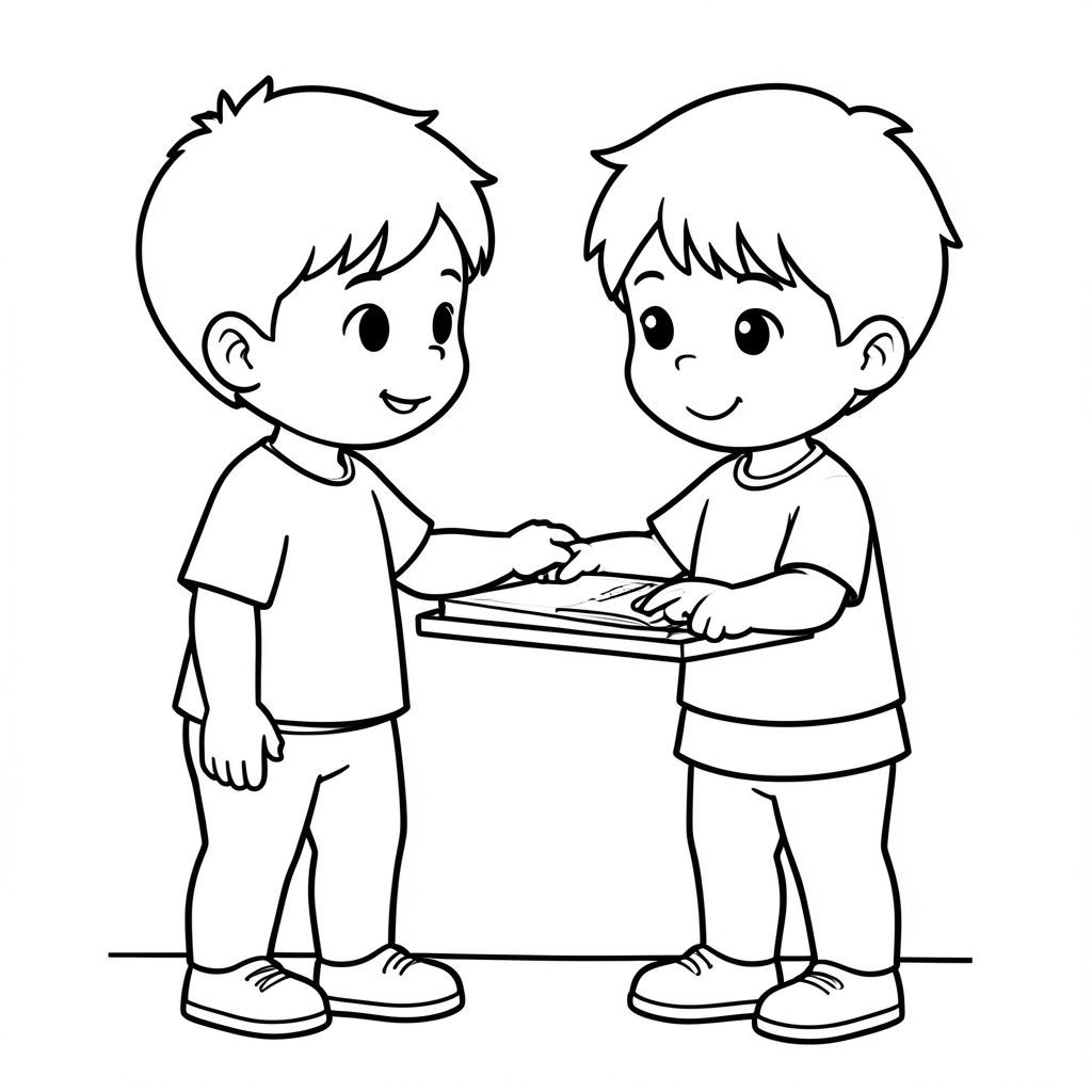 a kid obeying his teacher