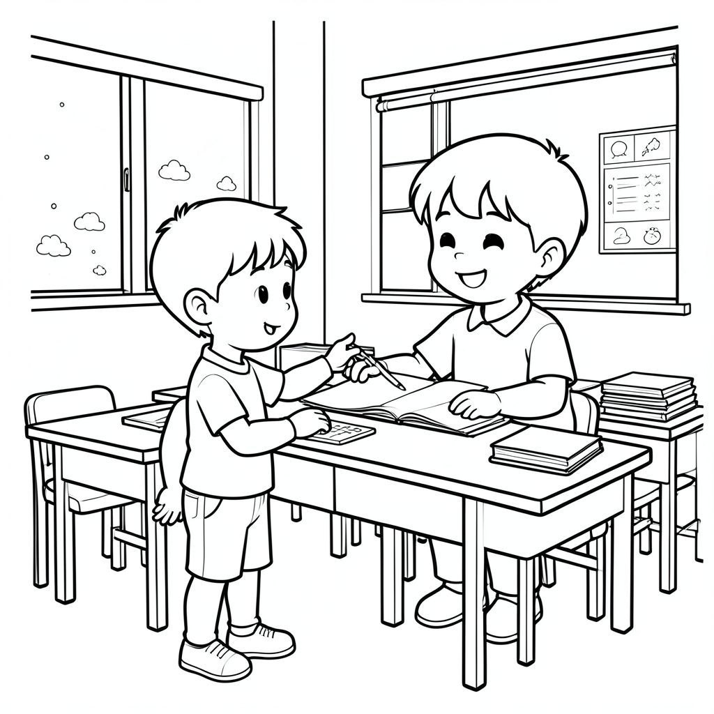 a kid respecting teacher in classroom