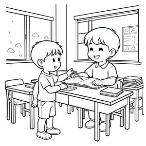 a kid respecting teacher in classroom