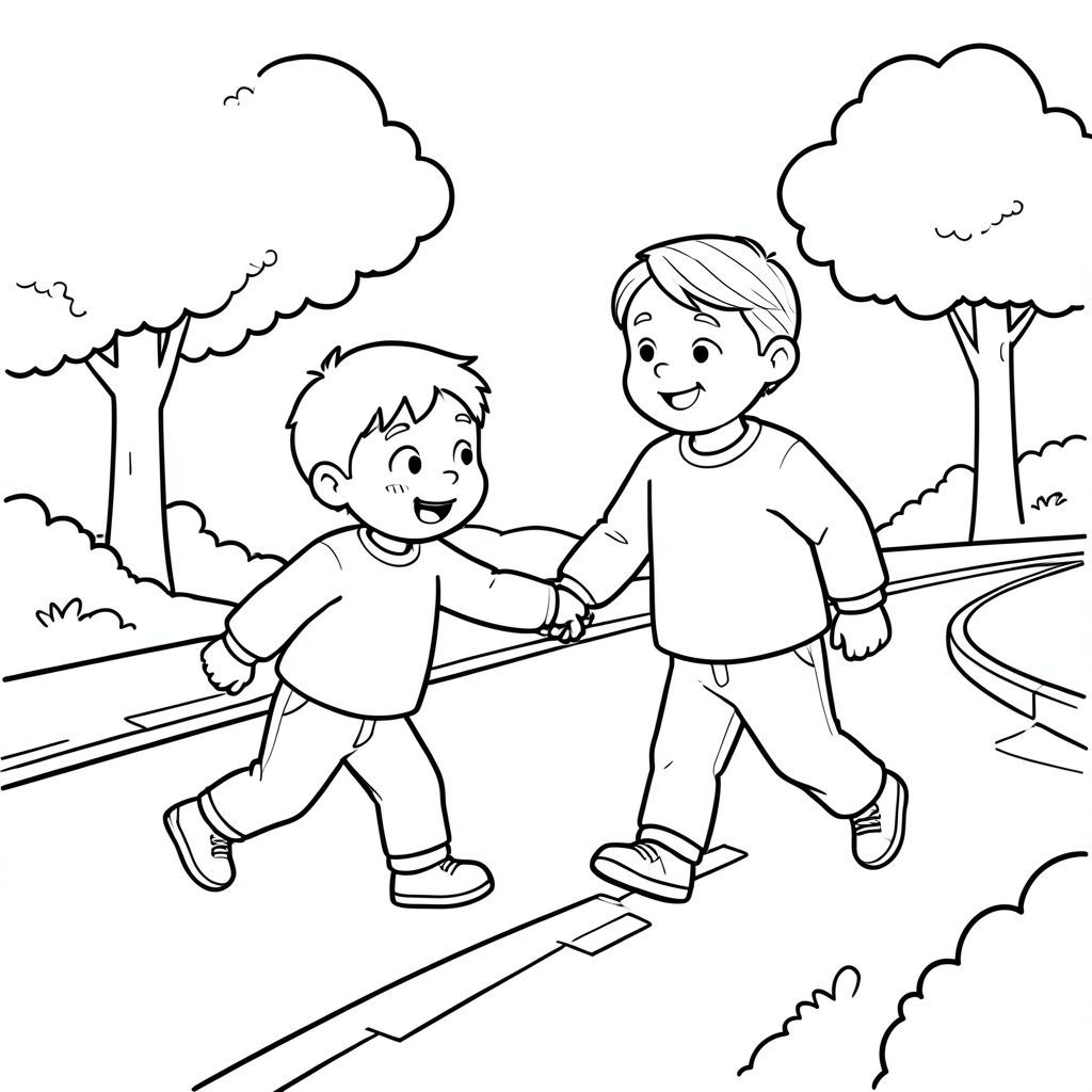 kid helping old in crossing road