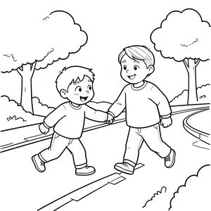 kid helping old in crossing road