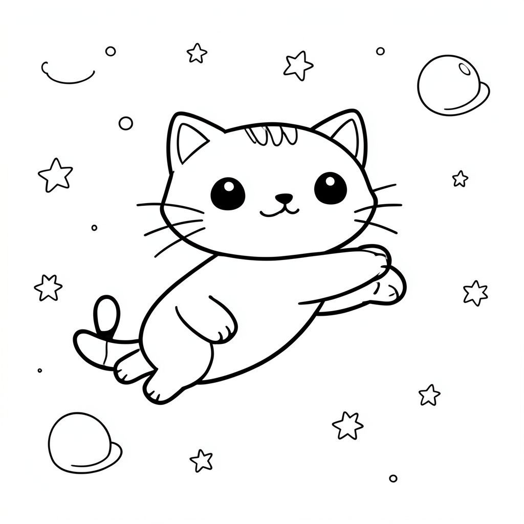 Mèo dễ thương bay trong không gian