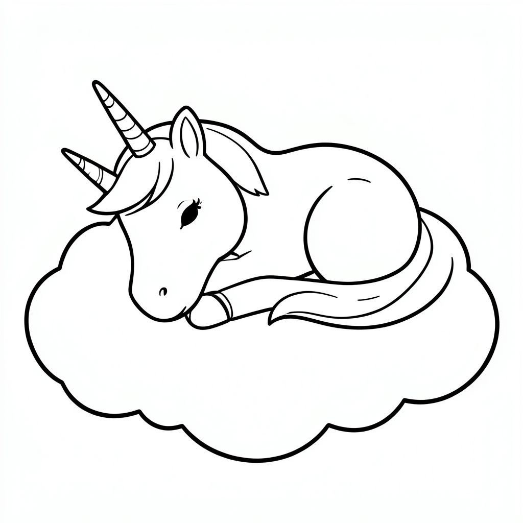 a unicorn sleeping on a cloud