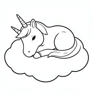 a unicorn sleeping on a cloud