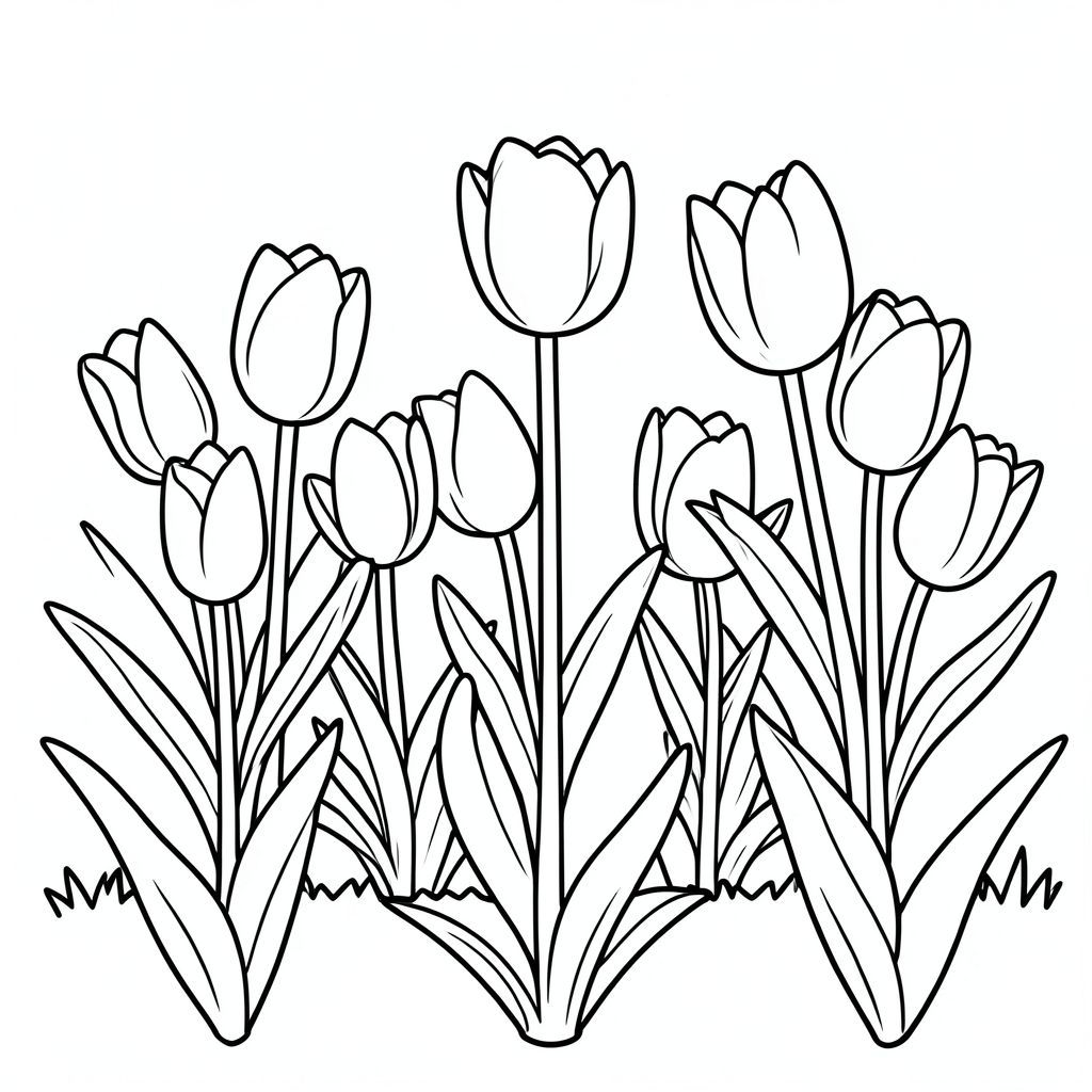 Khu vườn với hoa tulip