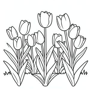 Khu vườn với hoa tulip