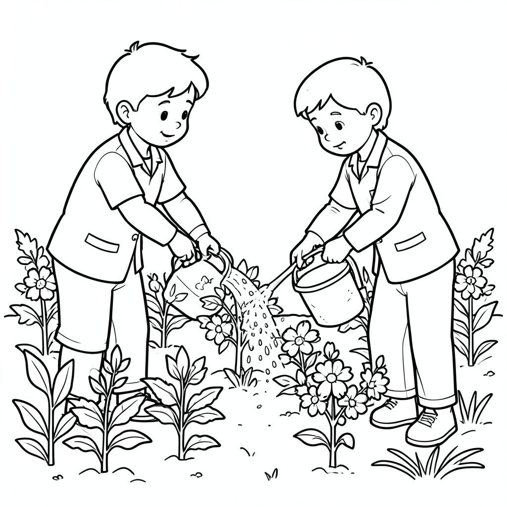 farmers watering plants