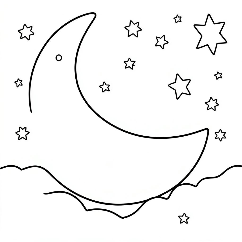 moon and stars night scene