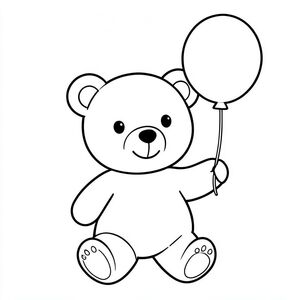 Teddy bear holding a balloon.