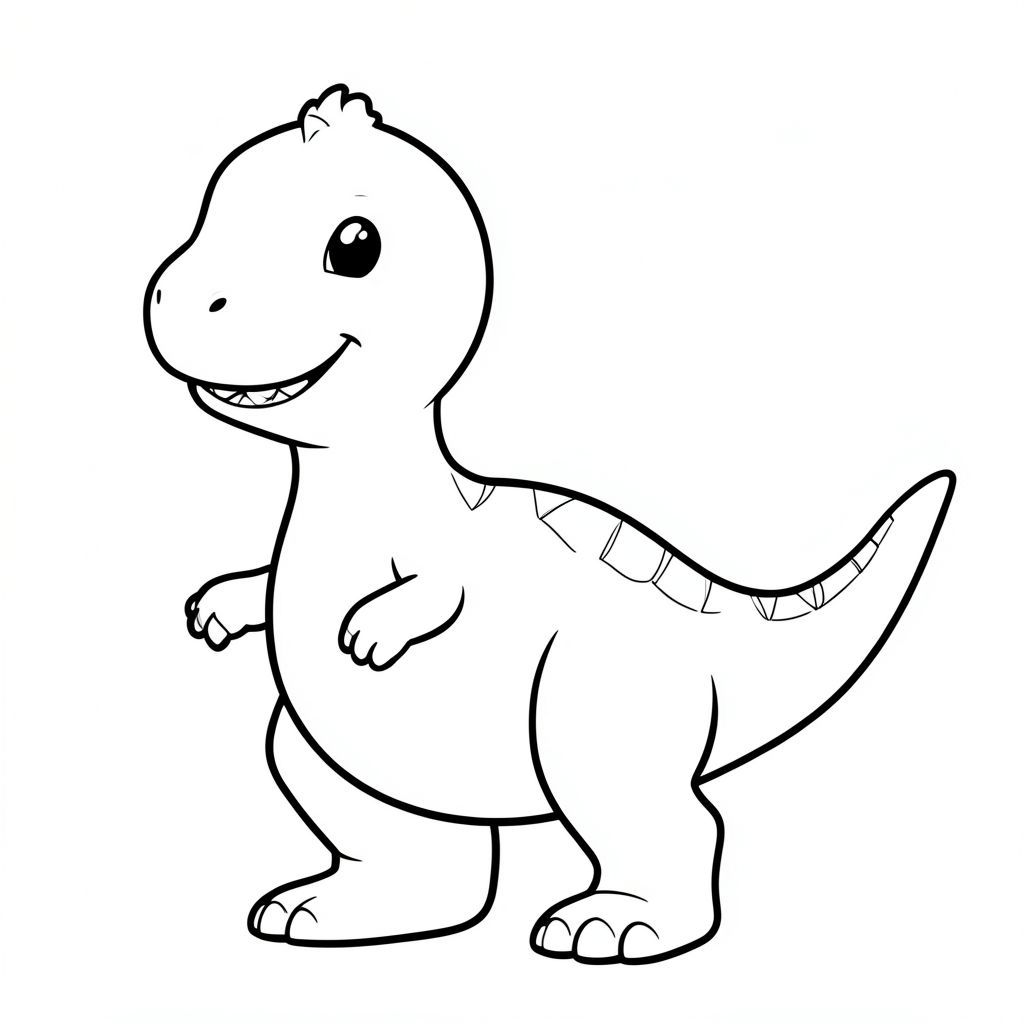 Smiling baby dinosaur with a tail