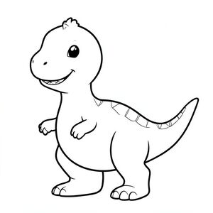 Smiling baby dinosaur with a tail