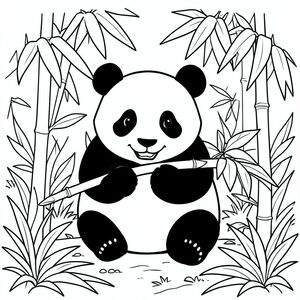 Panda eating bamboo in the jungle