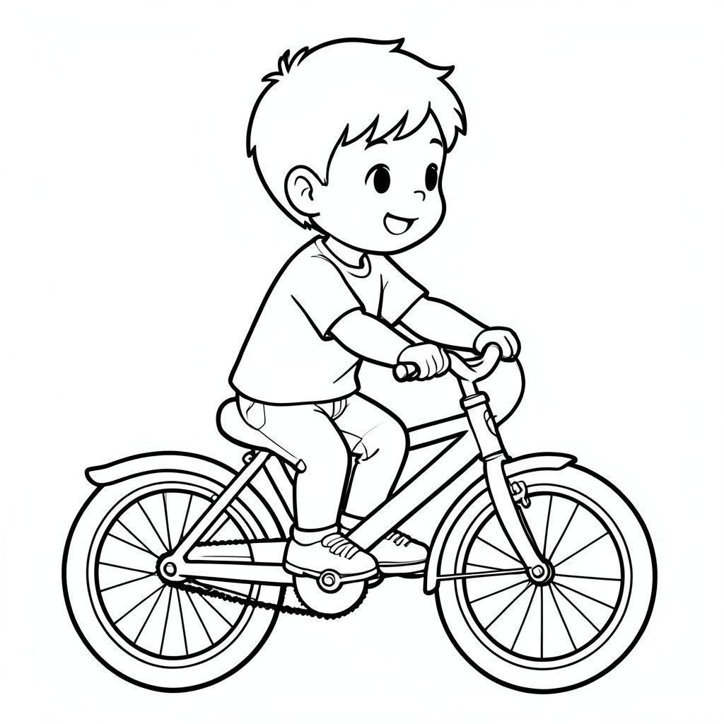 Cậu bé đi xe đạp