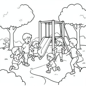 Trẻ em chơi trong sân chơi.