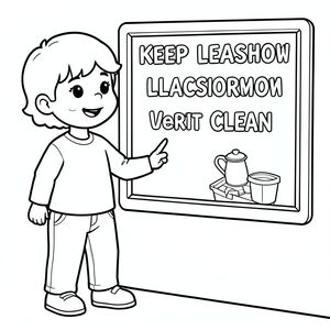 giáo viên hiển thị biểu đồ giữ sạch lớp học