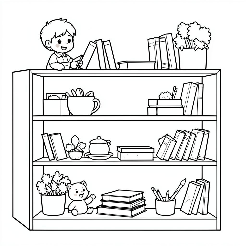 Sắp xếp kệ lớp học