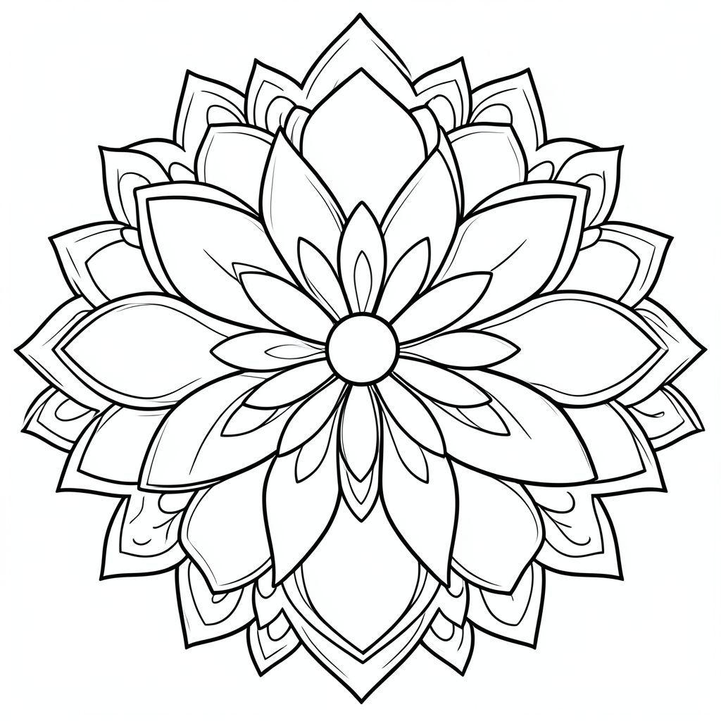 Tranh tô màu mandala hoa đơn giản