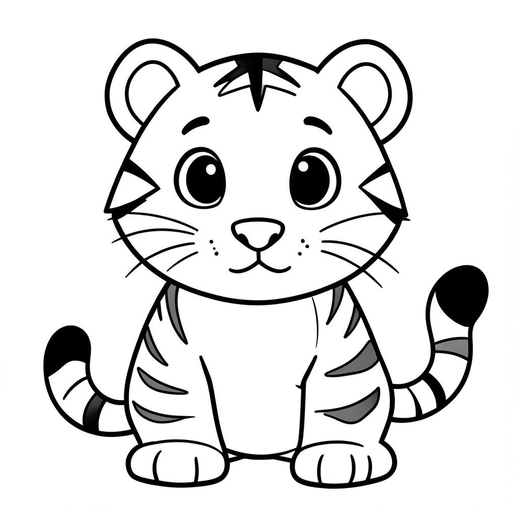 Màu hoạt hình hổ thân thiện dễ thương