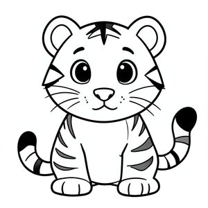 Màu hoạt hình hổ thân thiện dễ thương