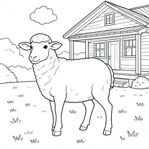 solo, chủ đề đơn, một đầu, hai mắt, hai tai, bốn chân, một đuôi, tỷ lệ tự nhiên, quy mô thích hợp trong môi trường, đúng giải phẫu, Cừu, Trang trại, hiên nhà, bãi cỏ, nền đơn giản, dọn dẹp, nông thôn, nông thôn, ánh nắng mặt trời, cỏ, đơn giản, trang màu, nghệ thuật đường, nền trắng, solo, chủ đề đơn, đúng về mặt giải phẫu, giải phẫu hoàn hảo