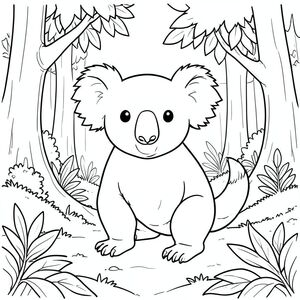 solo, chủ đề đơn, một đầu, hai mắt, hai tai, bốn chân, một đuôi, tỷ lệ tự nhiên, quy mô thích hợp trong môi trường, đúng giải phẫu, Koala, rừng, lốm đốm, ánh sáng mặt trời, mở cửa, bầu trời quang đãng, tán lá, cây, lá, rêu, bóng râm, trang màu, nghệ thuật đường, nền trắng, solo, chủ đề đơn, đúng về mặt giải phẫu, giải phẫu hoàn hảo