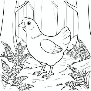 solo, một con chim, một đầu, hai mắt, một mỏ, hai cánh, hai chân, một đuôi, tỷ lệ tự nhiên, quy mô thích hợp trong môi trường, đúng giải phẫu, gà, Con đường rừng, Nhật ký rêu, dương xỉ, Ánh sáng mặt trời, đơn giản, tuyến tính, tinh khiết, dọn dẹp, lý lịch, rừng, trang màu, nghệ thuật đường, nền trắng, Solo, chủ đề đơn, đúng về mặt giải phẫu, giải phẫu hoàn hảo