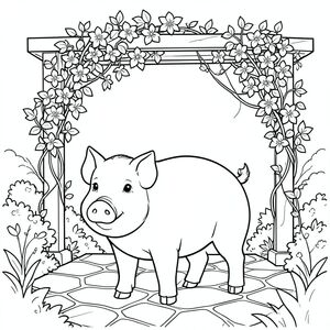solo, chủ đề đơn, một đầu, hai mắt, hai tai, bốn chân, một đuôi, tỷ lệ tự nhiên, quy mô thích hợp trong môi trường, đúng giải phẫu, Con lợn, sân đá, Pergola, leo hoa nhài, vườn, ánh sáng mặt trời, nền đơn giản, dọn dẹp, tinh khiết, thiết lập sân vườn, yên bình, trang màu, nghệ thuật đường, nền trắng, solo, chủ đề đơn, chính xác về mặt giải phẫu, giải phẫu hoàn hảo