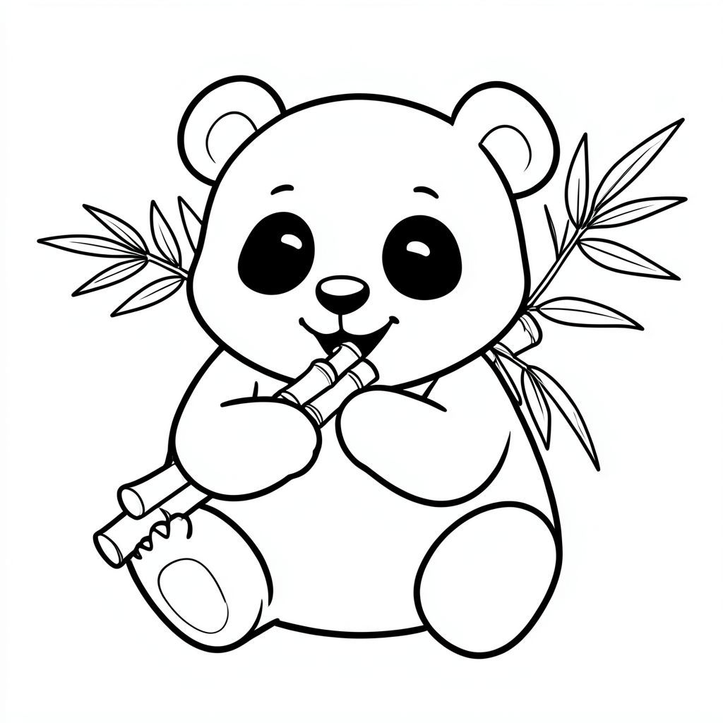 "Gấu trúc cười ăn tre, vẽ đường đen trắng cho trẻ em"