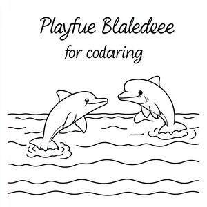 "Cá heo tinh nghịch nhảy trên biển, phác thảo hoạt hình đơn giản để tô màu"
