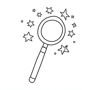 Đũa thần với các ngôi sao và lấp lánh, nghệ thuật đường nét đơn giản, tranh tô màu trẻ em" 