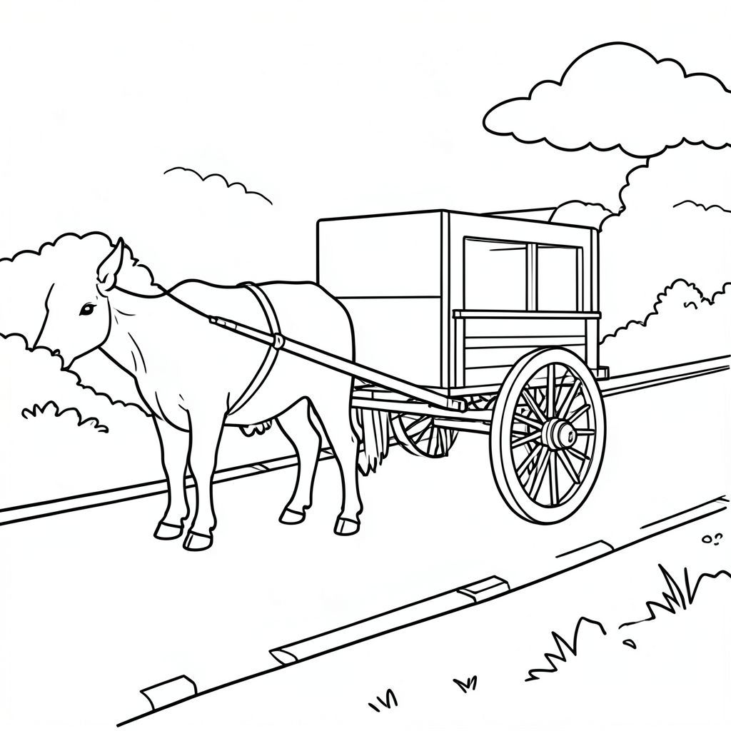bullock cart on road