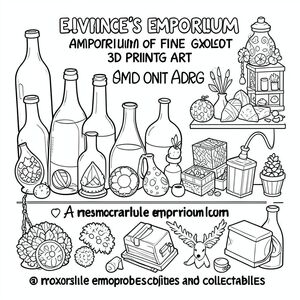 E.Irvine’s Emporium of Fine Goods a place with bottles and A remarkable emporium of eclectic 3D printed art, items, and other oddities and collectables.