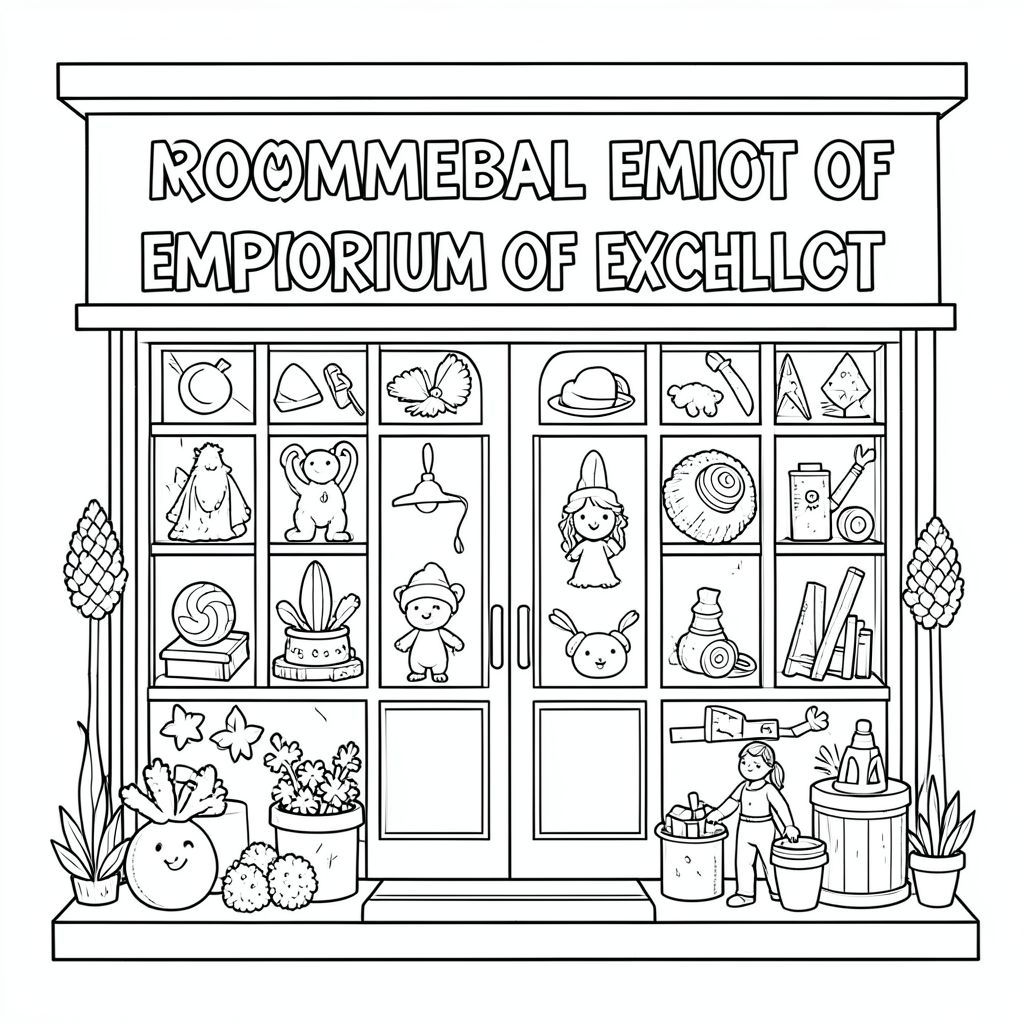 make me a store front of a remarkable emporium of eclectic 3D printed art, items, and other oddities and collectables.