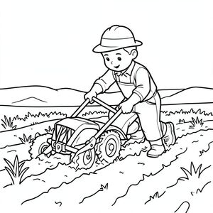 farmer ploughing field
