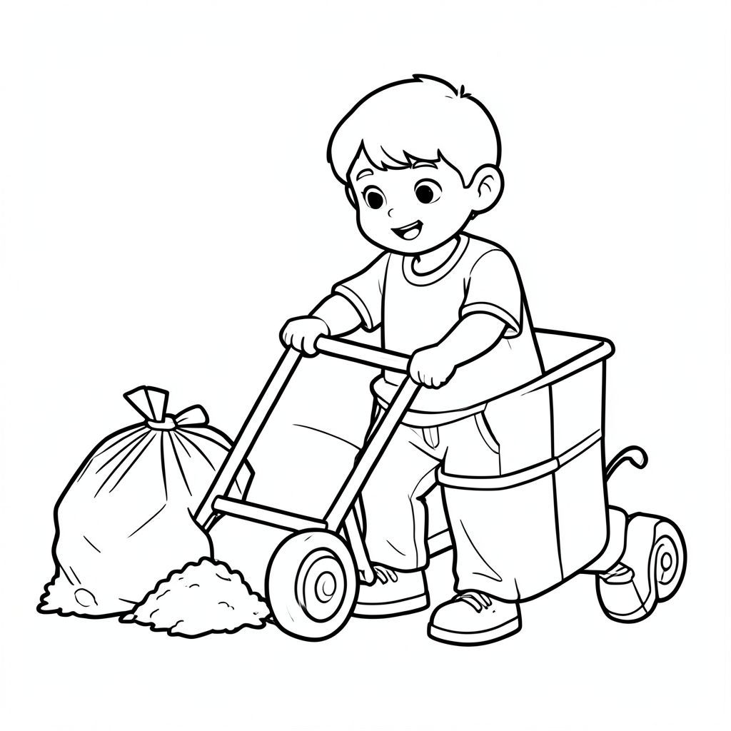 sweeper collecting garbage