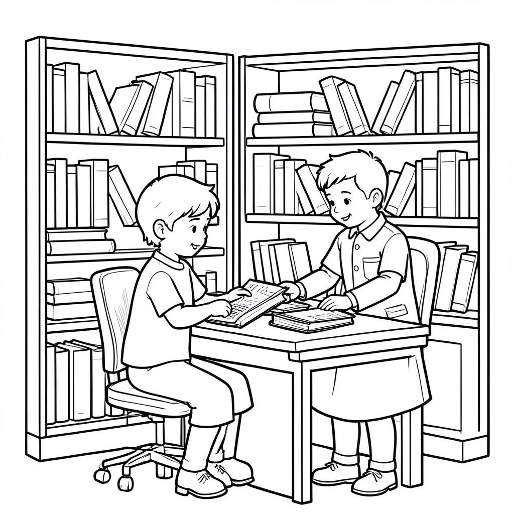 librarian arranging books