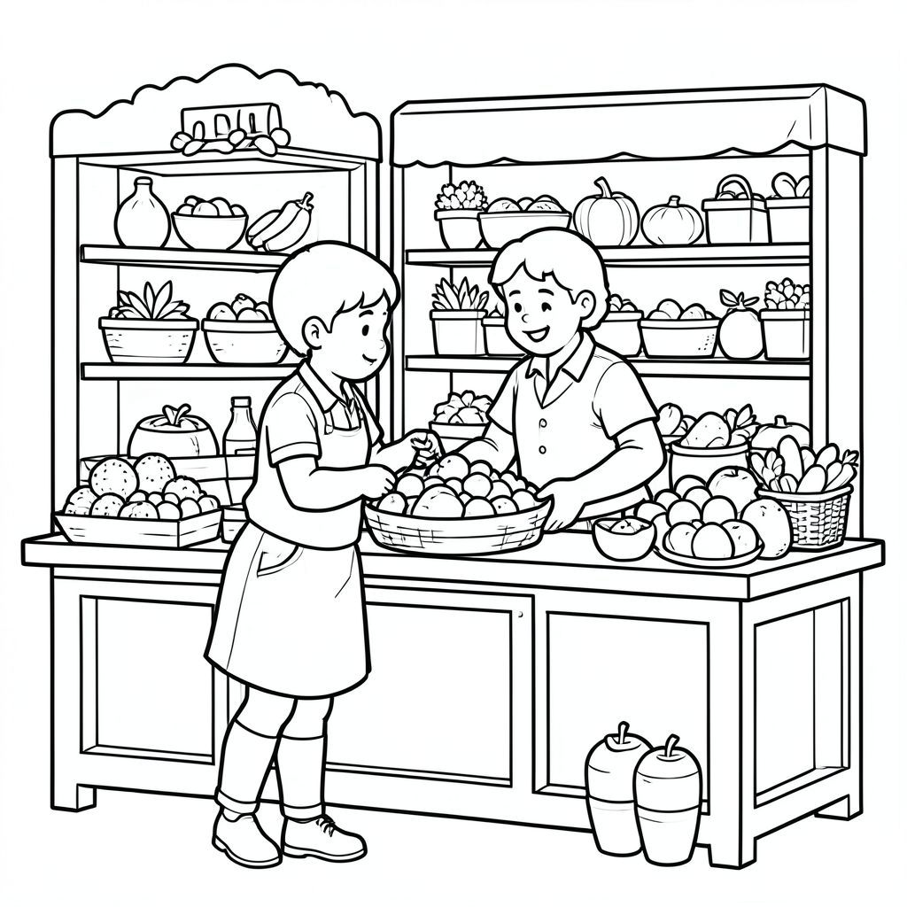 shopkeeper selling groceries