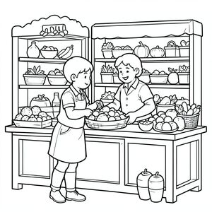 shopkeeper selling groceries