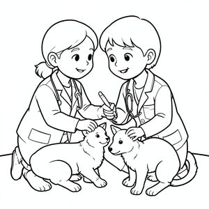 veterinarian caring for animals