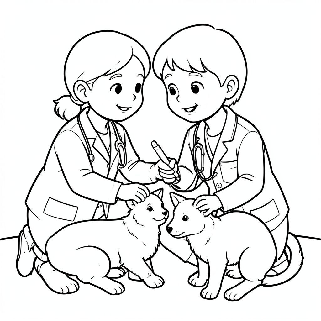 veterinarian caring for animals