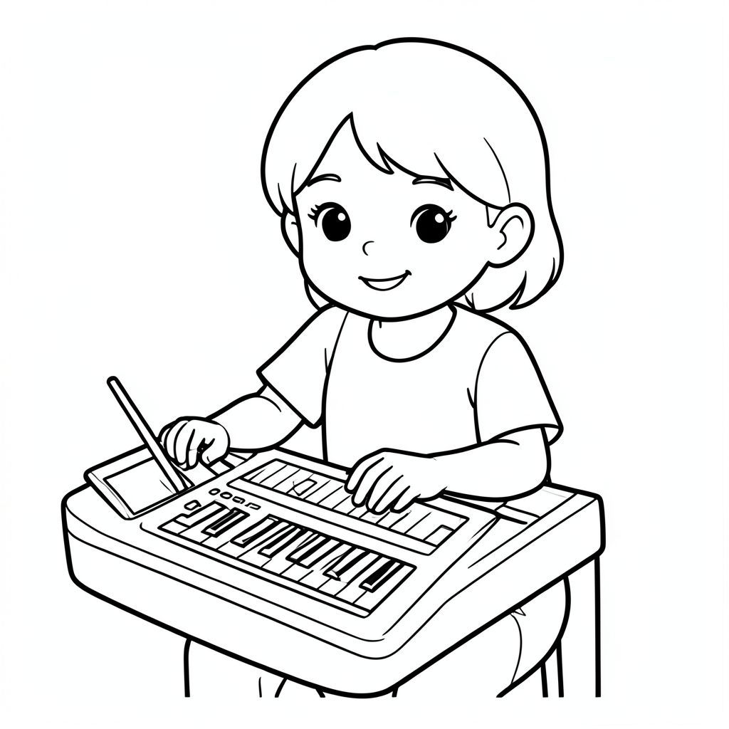 music teacher playing casio