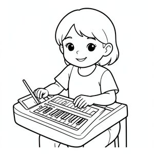 music teacher playing casio