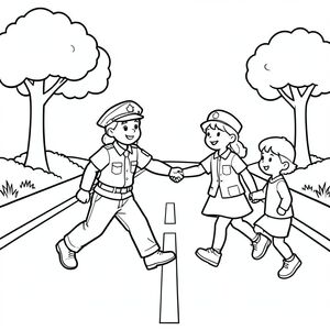 crossing guard helping kids cross road