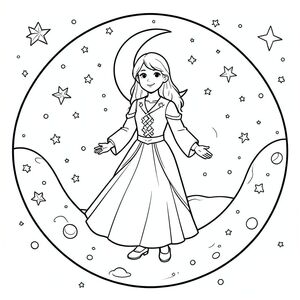 Give me a picture of a long-legged sailor standing on the moon and the surrounding sky covered with detailed stars
