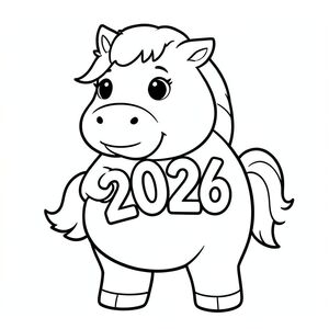 Make Me a Lovely Fat Horse Holding the Number 2026

